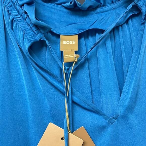 BOSS RELAXED-FIT BLOUSE IN STRETCH SILK WITH TIE FRONT Size 8 - Picture 5 of 6